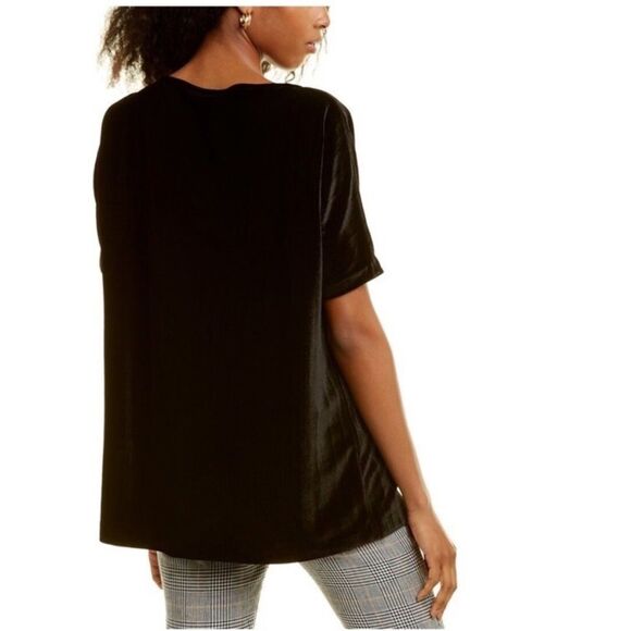 NWT ST JOHN Crushed Velvet Ribbed Short Dolman Sleeve Top in Black Size XS - Picture 3 of 12